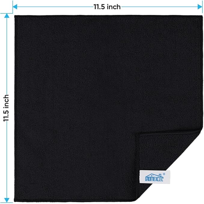 HOMEXCEL Black Microfiber Cleaning Cloth, 24 Pack Cleaning Towels for Kitchen, Lint Free, Scratch-Free, Highly Absorbent, and Reusable Cleaning Rags for House, Window and Glass, Cars, 11.5 X11.5 inch