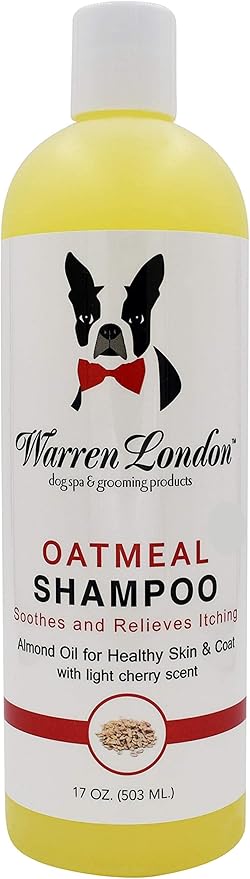 Warren London Oatmeal Dog Shampoo - Soothing Relief for Itchy, Flaky, Dry, & Sensitive Skin - Infused with Vitamins & Neem Oil - Stops Scratching - Made in USA - 17 oz