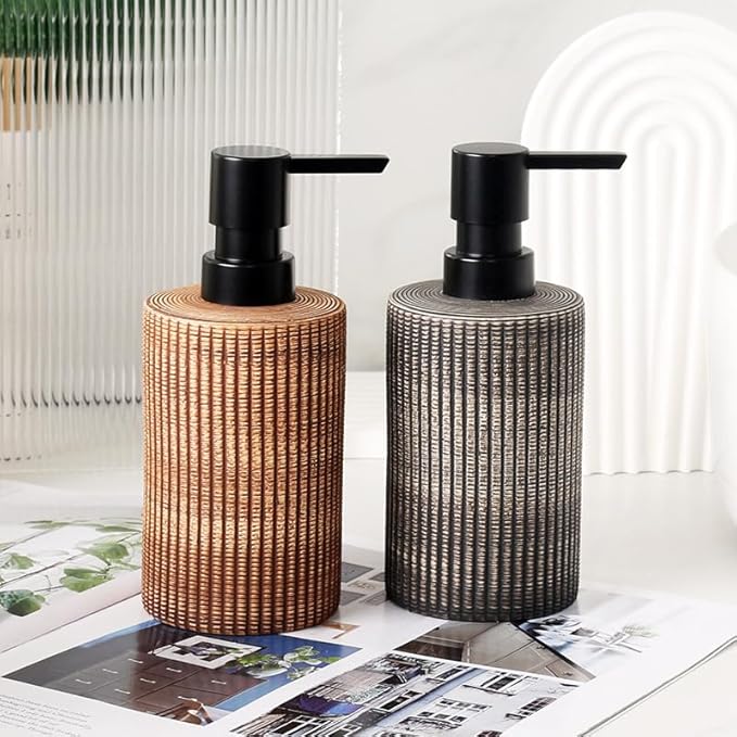 Comeon Ceramic Soap Dispenser for Shampoo, Dish Soap, Hand Soap, Conditioner，12 Oz Refillable Foam Pump Bottle Stainless Steel Kitchen/Bathroom Décor (Light)