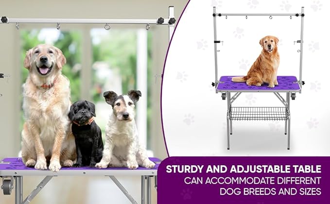 37" Dog Grooming Table with Set of 6 Grooming Loops for Dog Groomers Bundle - Adjustable Height Grooming Table 300lb, Dog Grooming Table Arm with Adjustable Dog Grooming Loops - Dog Grooming Supplies