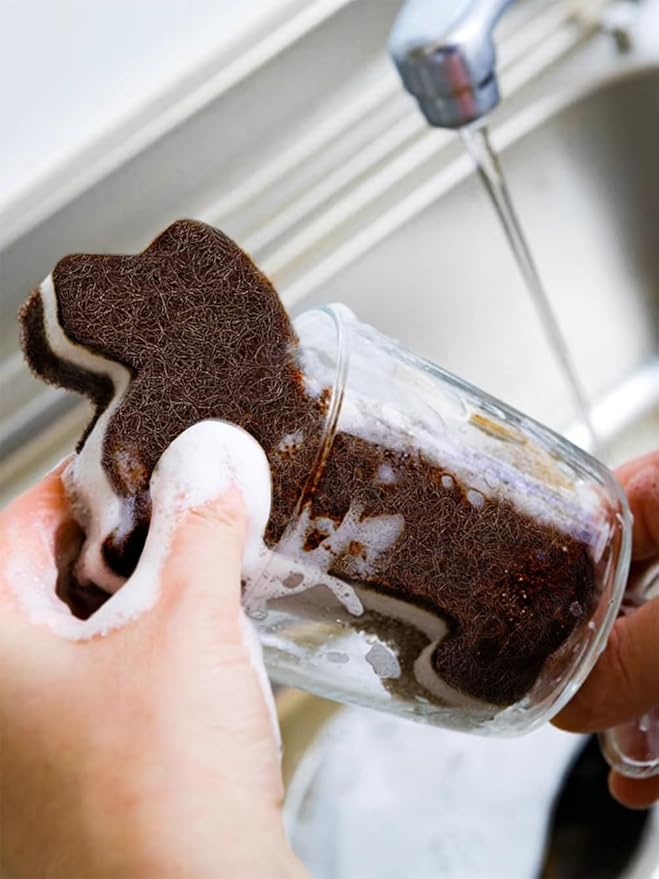 Kitchen Sponge Cute Dog Sponge Three-Layer Dog Cleaning Sponge Pet Scrubber for Dishes, Kitchen, Pots, Sink, Bathroom (4pack)