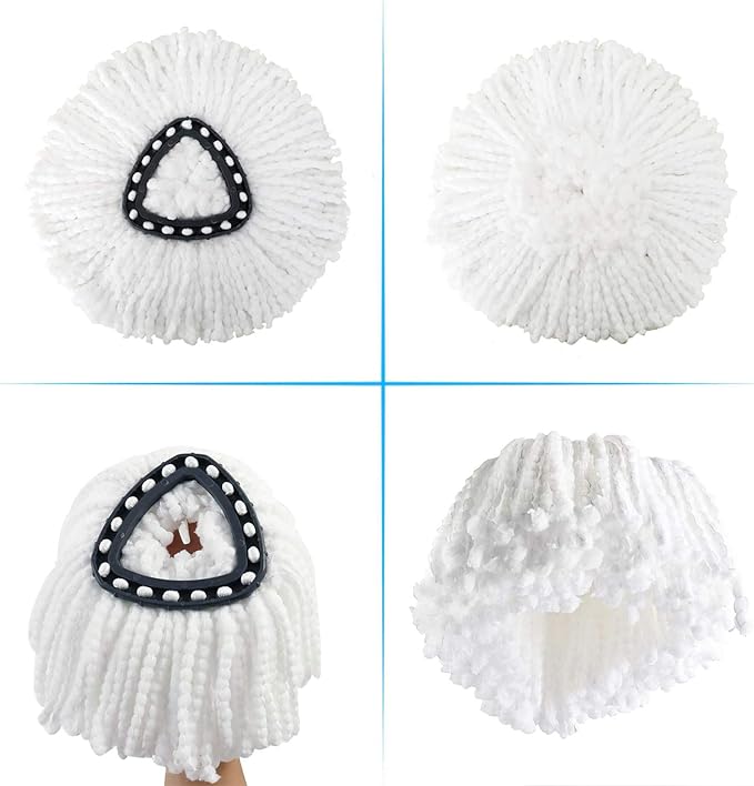 4 Pack Mop Replacement Heads Compatible with 1 Tank System Microfiber Spin Mop Replace Head Mop Refills Safe for Deep Cleaning All Hard-surfaced Floors (White 4 Pack)