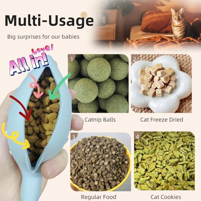 2Pcs Silicone Cat Toys, Multi-Functional Chew, Treat Dispenser, Interactive Feeder Toy for Indoor Cats, Food Puzzle Kitten Teething Toys, Durable Pet Training Toy with Catnip Ball (Pink&Green /Blue)