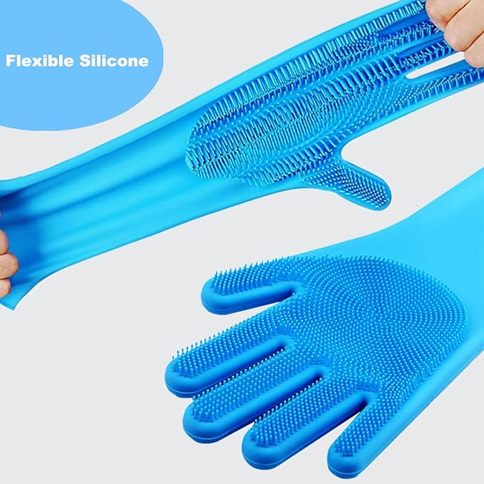 4PCS Dog Scrubber for Bath, Dog Washing Glove & Dog Shampoo Brush Scrubber, Dog Bath Brush Supplies Cat Shower Brush for Bath, Massage and Pet Grooming