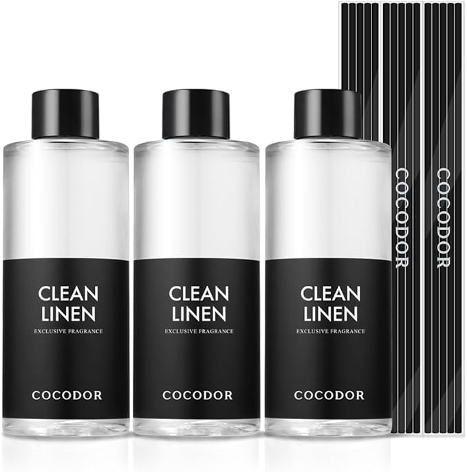 COCODOR Reed Diffuser Oil Refill/Clean Linen /200ml / 3 Pack/Aromatherapy, Home Fragrance, Scented Oils, Oils for Reed Diffuser, Bathroom Home Decor