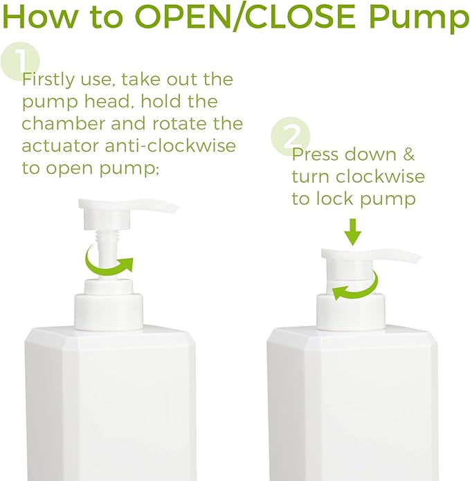 Suream Shampoo and Conditioner Dispenser Set - 27oz Plastic Empty Bottle with 4PCS Lables, Reusable Countertop Soap Organizer for Shower Gel, Hand Wash, Lotion, Massage Oil