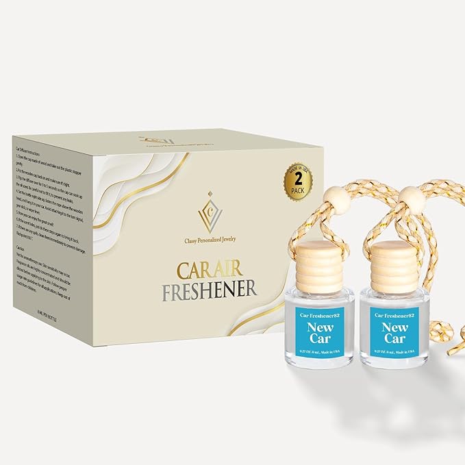 C Classy Car Air Freshener Hanging 2 Pack, New Car Air Freshener Diffuser for C ars, Cute C ar Essential Oil Diffuser, Long-Lasting Fragrance, C ar Air Fresheners for Women & Men Gift, Made in USA