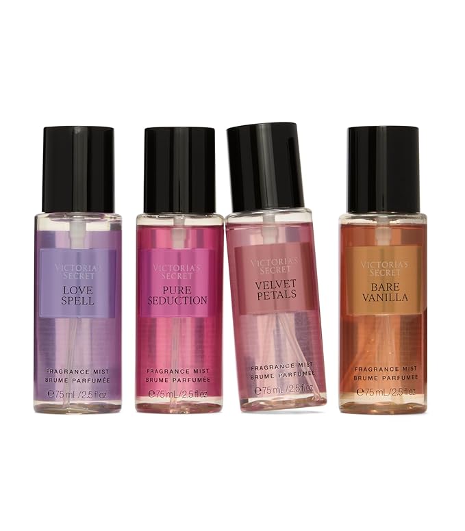 Victoria's Secret Fragrance Mist Collection 4 Piece Mini Mist Gift Set, Assorted Scents, Gift Set for Women