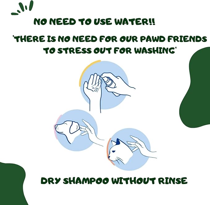 Waterless Cat & Dog Shampoo with Aloe Vera – 200ml No-Rinse Foam Cleanser & Conditioner – Dry Shampoo for Smelly Pets