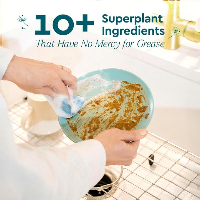 Puracy Natural Dish Soap Refill - Skin-Softening Plant-Based Liquid Dishwashing Detergent Soap, Clean-Rinsing Water-Sheeting Formula (Organic Lemongrass, 16+48 fl oz)