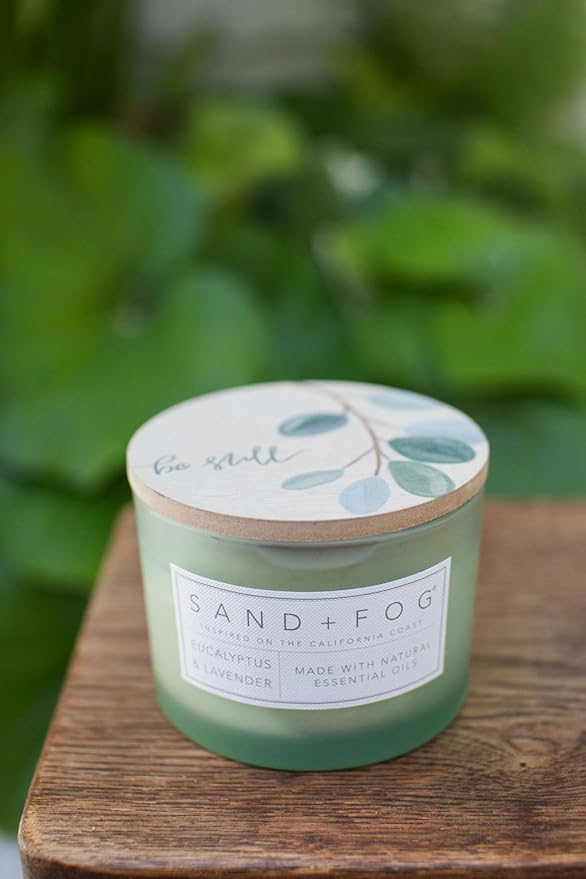 Sand + Fog Scented Candle - Eucalyptus & Lavender - Additional Scents and Sizes – 100% Cotton Lead-Free Wick - Luxury Air Freshening Jar Candles - Perfect Home Decor – 12 oz
