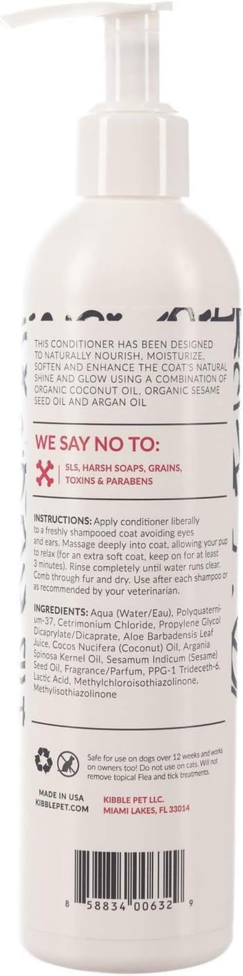 N+B Pet Conditioner for Dogs, Cats & Household Pets | Made w/Organic, Natural Ingredients | Enhance Coat & Fur’s Natural Shine | Anti-Itch, Hypoallergenic, Eliminates Odor | 10oz
