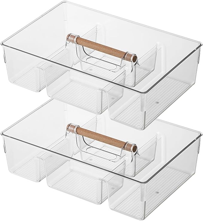 2 pack Large Plastic Portable Caddy with Handle, Storage Organizer Bin for Art Supplies, Crafts, Colored Pencils, Dorm Caddy, Shower, Cleaning, Kitchen, Office, Dorm, Desktop, Makeup Tote