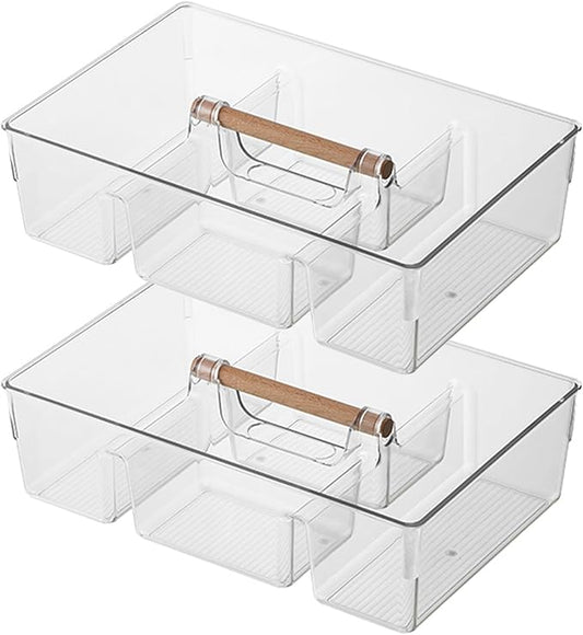 2 pack Large Plastic Portable Caddy with Handle, Storage Organizer Bin for Art Supplies, Crafts, Colored Pencils, Dorm Caddy, Shower, Cleaning, Kitchen, Office, Dorm, Desktop, Makeup Tote