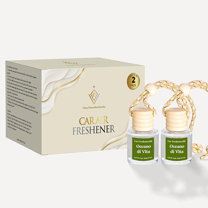 C Classy Car Air Freshener Hanging 2 Pack, Oceano Diffuser for Cars, Essential Oil Diffuser for C ar, Long-Lasting Fragrance, Car Air Fresheners for Women & Men Gift, Made in USA