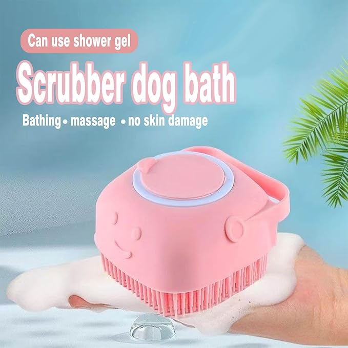 Pets Bath Brush | Scrubber for Bath | Dog Shampoo Brush | Dog Washing/Shower Brush, Suitable for Short/Long Haired Dogs, (pink) (Pink)