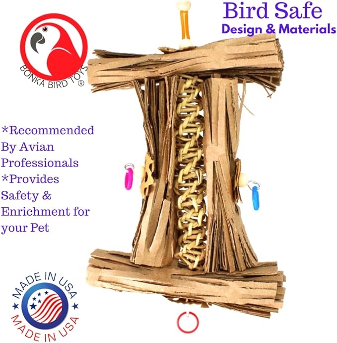 1547 Natural Helix Bonka Bird Toys Cardboard Shredder Vine Parrot Parrotlet Conure Cockatiel Beak