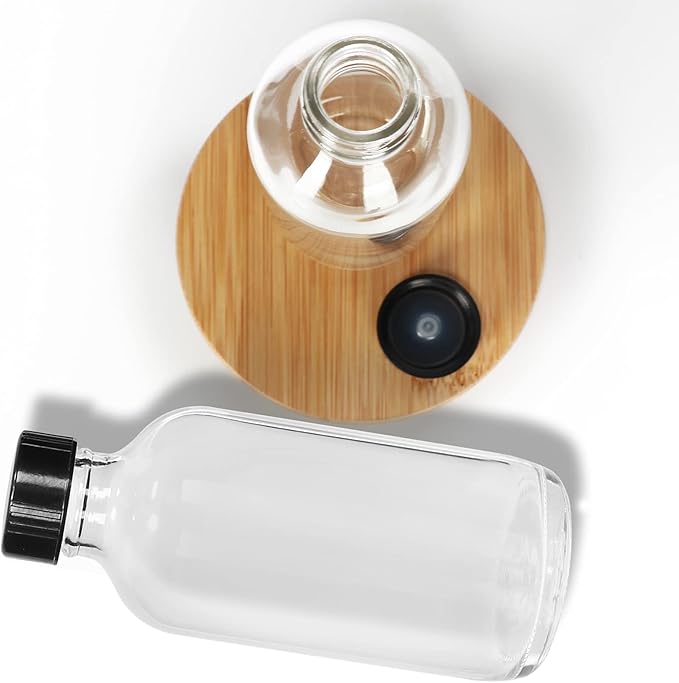 15 Pack Glass Clear Boston Bottles with Black Poly Cone Cap, 4 oz Round Glass Bottle for Essential Oil, Perfume and Liquid, Contains 24 Colored Labels, 2 Funnels, 1 Brush