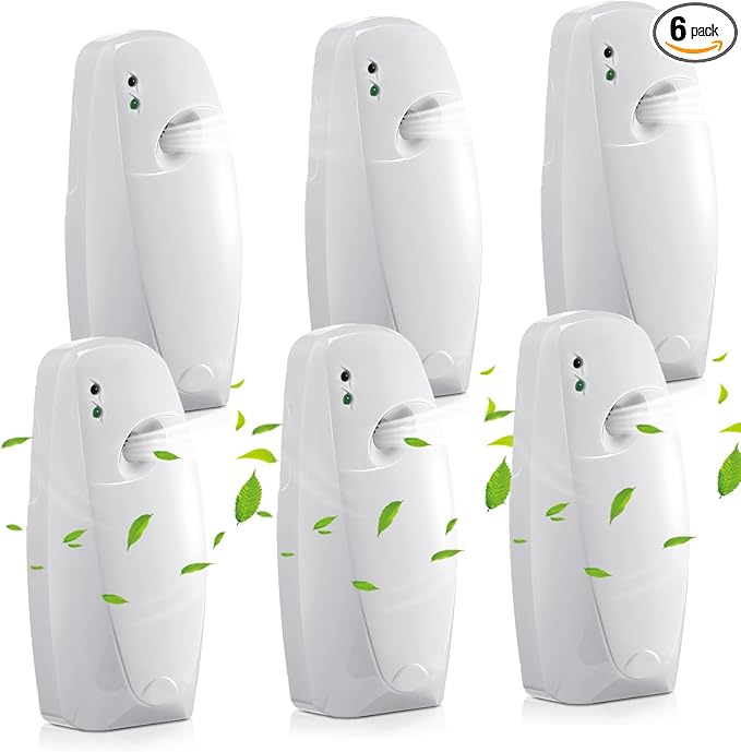 Automatic Air Freshener Spray Dispenser Home indoor Wall Mounted Automatic Spray Dispenser Air Freshener Spray, Commercial and Home Use, Bathroom, Hotel, Office and Public Area (White, 6 Pcs)
