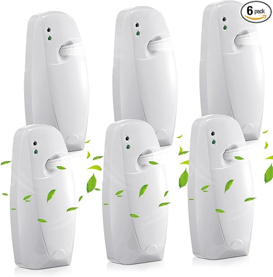 Automatic Air Freshener Spray Dispenser Home indoor Wall Mounted Automatic Spray Dispenser Air Freshener Spray, Commercial and Home Use, Bathroom, Hotel, Office and Public Area (White, 6 Pcs)