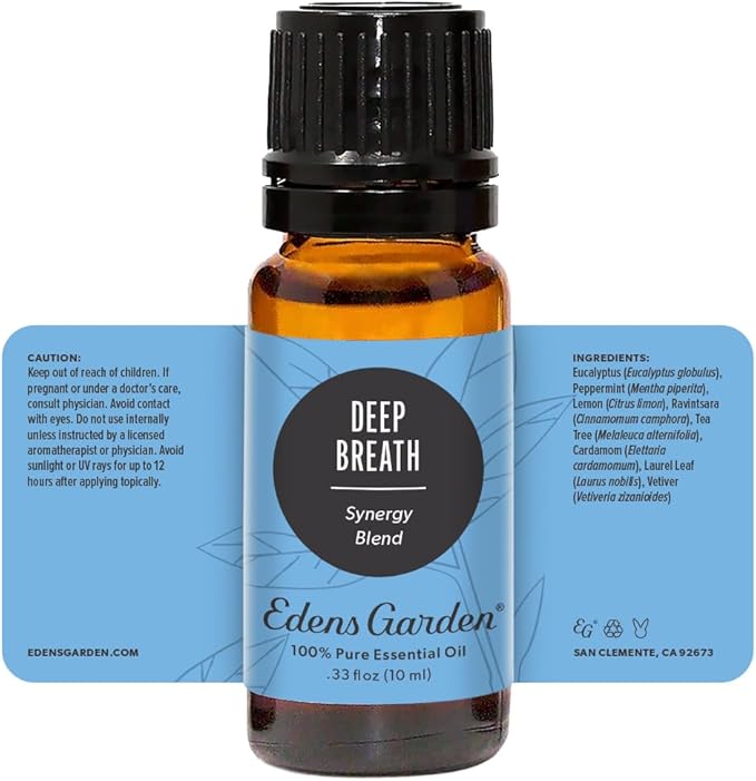 Edens Garden Deep Breath Essential Oil Blend- 100% Pure Premium Grade, Undiluted, Natural, Therapeutic, Aromatherapy, The Best for Diffusing, Skin, Humidifiers, Candle 10 ml (.33 fl oz)