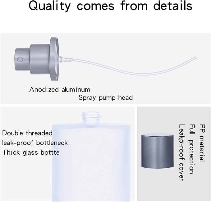 4 Pack 100ml/3.38 Oz Empty Frosted Glass Spray Bottle Perfume Atomizer, Refillable Spray Empty Perfume Bottles Fine Mist Atomizer Cosmetic Container for Travel (4 Pcs 100ml Frosted Bottles)