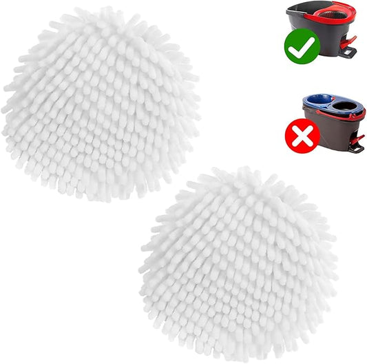 2 Pack Spin Mop Heads Replacements for Ocedar Easywring 1 Tank System Mop Replace Head Attachments, Microfiber Chenille Mop Pad Spin Mop Refill for O Cedar Mop Head