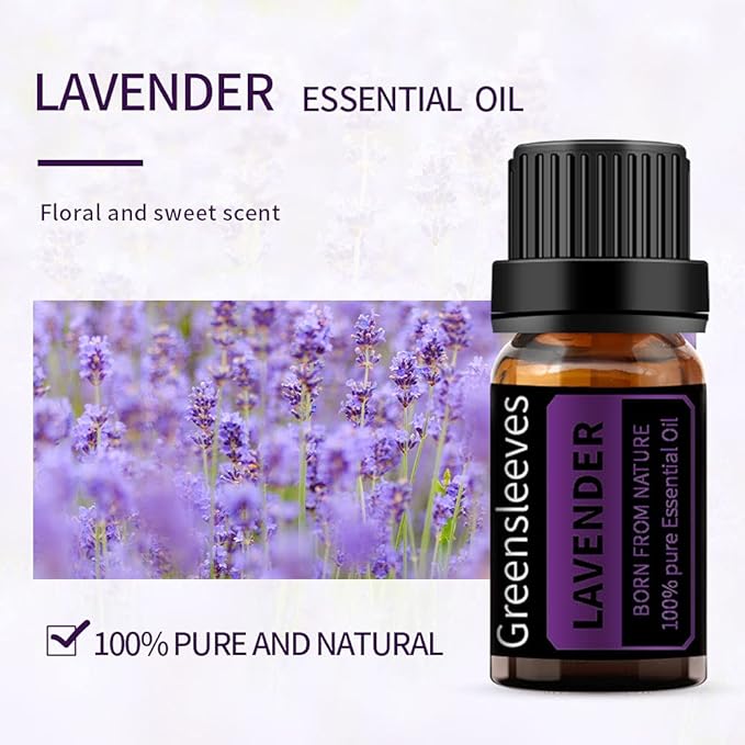 GREENSLEEVES Rose Lavender Essential Oil Set, 2 x 10ml Pure Plant-Based Fragrance Oil for Aromatherapy, Essential Oils for Diffuser, Massage, Bath Bomb, Scented Candle Soap Making