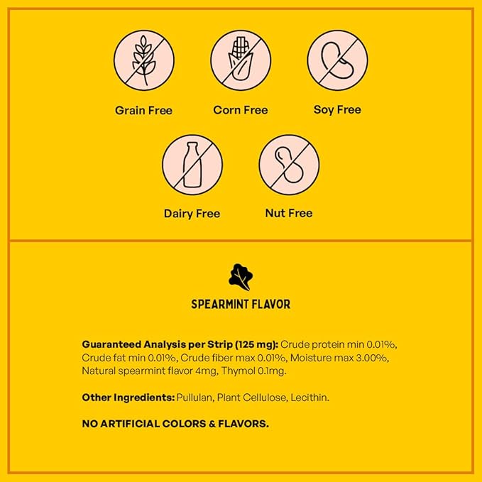 Furlicks Fresh Breath Oral Strips for Dogs & Cats | Natural Spearmint & Thymol for Easy and Convenient, All-Natural Oral Care (30 Oral Dissolving Strips)