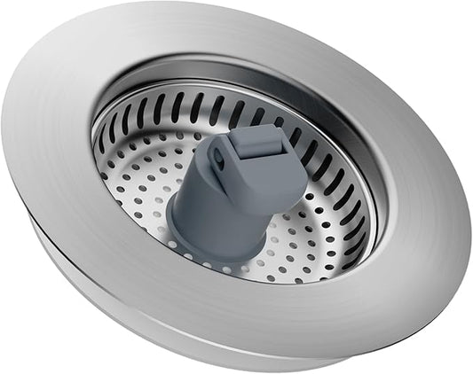 Hibbent 3 in 1 Kitchen Sink Drain Strainer, Stainless Steel Drain Stopper Combo, Pop Up Sink Stopper, Anti-Clogging Metal Basket Strainer with Handle for US Standard 3-1/2" Drain