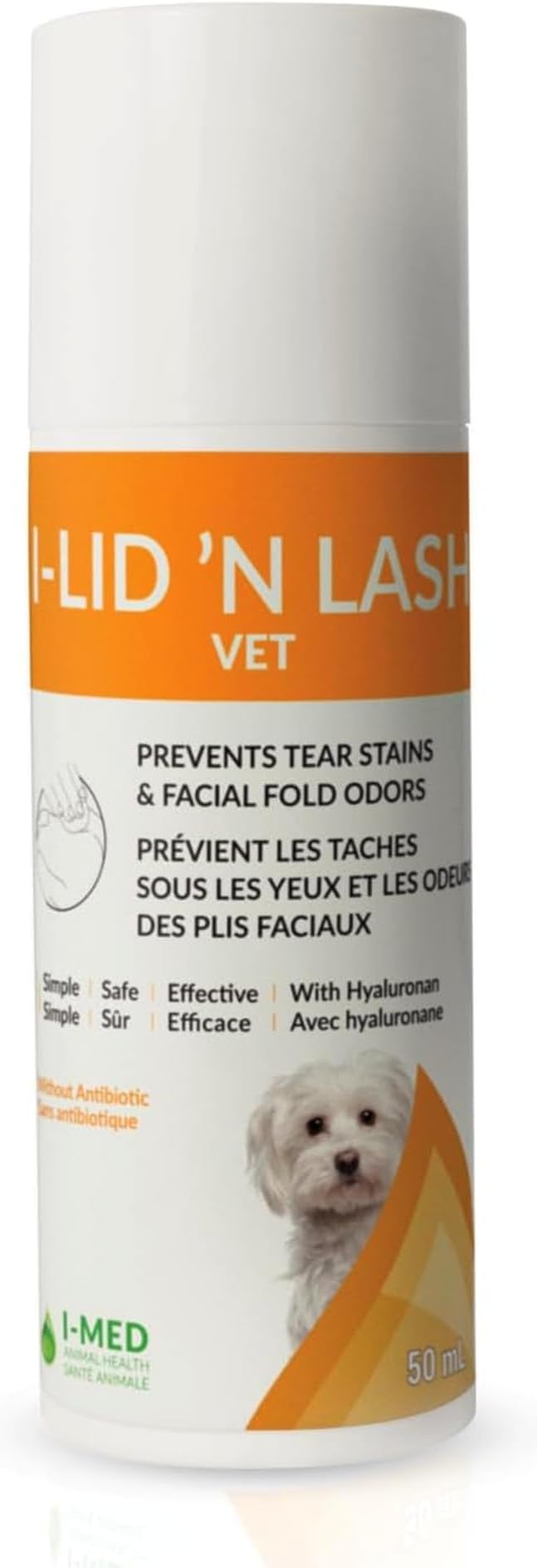 I-LID ’N LASH Vet Pump Pet Tear Stain Preventer for Dogs (50 ml) | Prevents Eye Tear Stains | Odor Eye Cleaner | Cats & Dogs Tear Stain Solution with Hyaluronic Acid | Non Antibiotic Eye Wash Solution