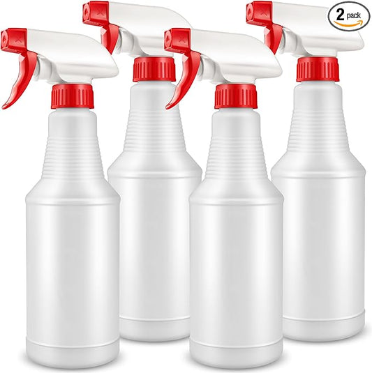 DIYSELF 16oz Spray Bottles 4 Pack, Heavy Duty Refillable Spray Bottles for Cleaning, Plants, and Pets, Chemical Resistant Spray Bottle with Adjustable Nozzle, Squirt Bottles for Multiple Uses
