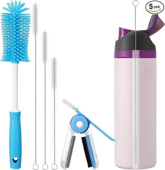 Palksky Water Bottle Cleaning Kit, Brush and Straw Cleaner for Owala, 5 PCS