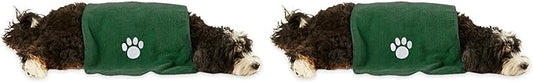 Bone Dry Pet Grooming Towel Collection Embroidered Absorbent Microfiber Drying Set, 15x30, Hunter Green, 3 Count (Pack of 2)