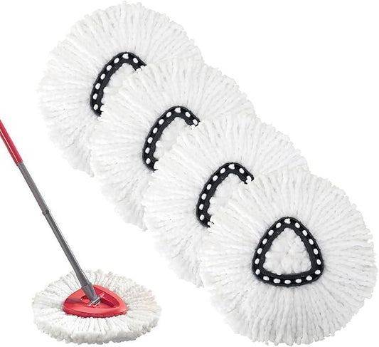 4 Pack Mop Replacement Heads Compatible with 1 Tank System Microfiber Spin Mop Replace Head Mop Refills Base Scrub Brush for Deep Cleaning All Hard-surfaced Floors