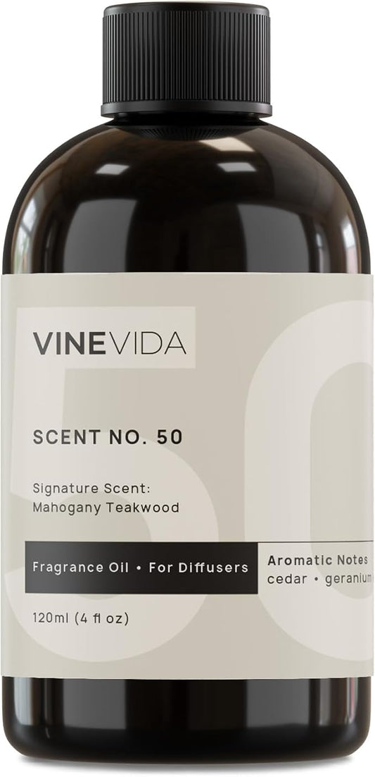 VINEVIDA Mahogany Teakwood Fragrance Oil for Cold Air Diffusers - 4 Fl Oz - Essential Oils for Diffuser Oil Refill & Air Freshener Room Spray