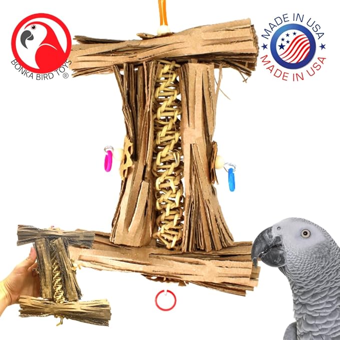 1547 Natural Helix Bonka Bird Toys Cardboard Shredder Vine Parrot Parrotlet Conure Cockatiel Beak