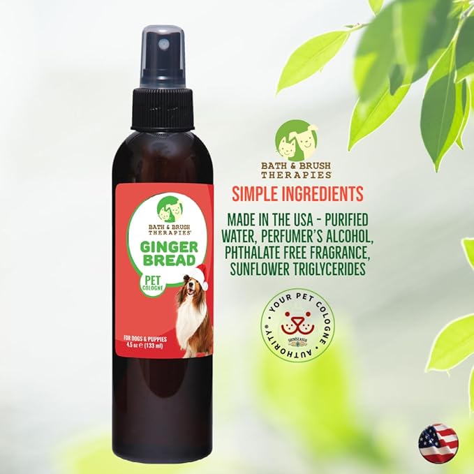 Showseason Animal Products Bath & Brush Therapies Gingerbread Dog Cologne 4.5 oz | Dog Perfume Long Lasting | Deodorizing Spray