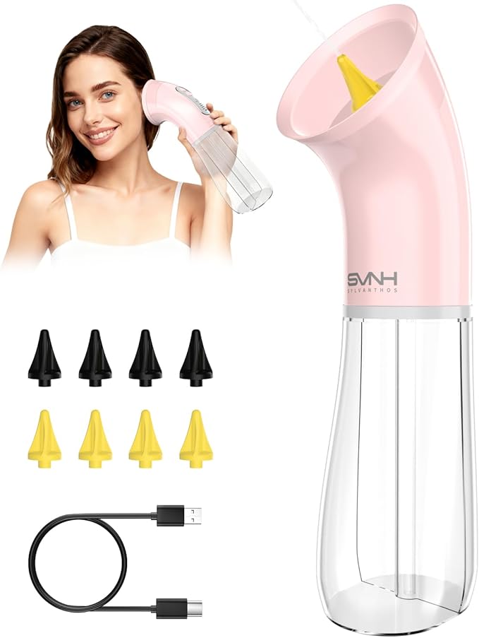 Upgraded Ear Wax Removal Kit, One Piece Waste Tank - Ear Irrigation Flushing System with 4 Modes & 8 Nozzles - IPX7, Safe and Effective Electric Ear Cleaner for Family Use, Type-C (Pink)