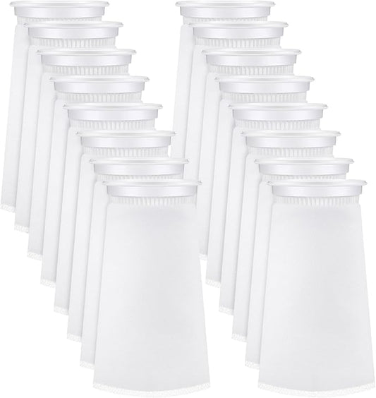 Jecery 16 Pack 4 Inch Ring Filter Socks 200 μm Aquarium Filter Bags Aquarium Socks for Tank Sump Saltwater Freshwater(9.5 × 4 inches)