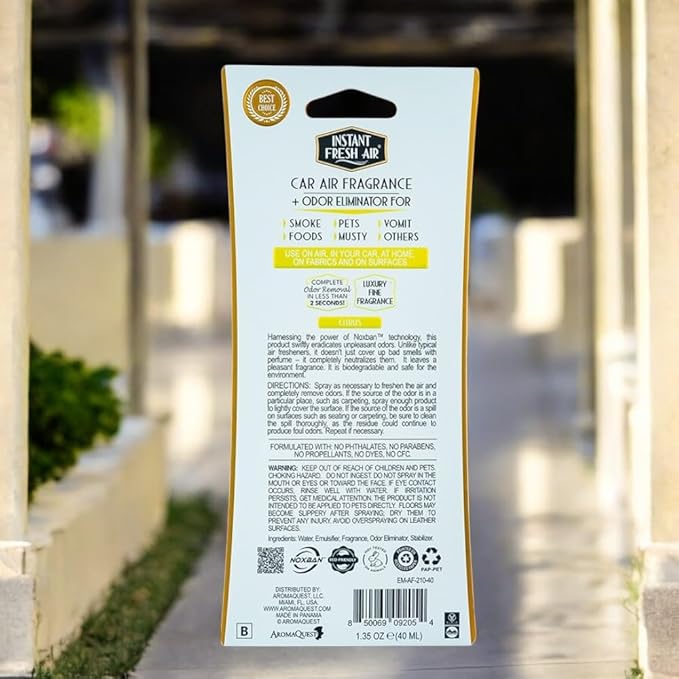 2-Pack: Dual-Action CAR AIR Freshener Citrus - Instantly Eliminates Odors from Smoke, Food, Pets, Must and more in 2 Seconds, For Commuters, Pet Owners, Rideshare Drivers, 1.35 Oz. - INSTANT FRESH AIR