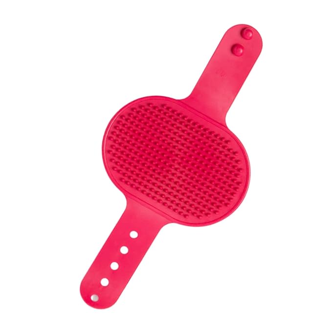 Silicone Dog Bath Brush – Soft Pet Scrubber for Bathing & Grooming – Shampoo Brush for Dogs, Cats & Puppies – Adjustable Strap – Choose from 5 Colors (Pink)