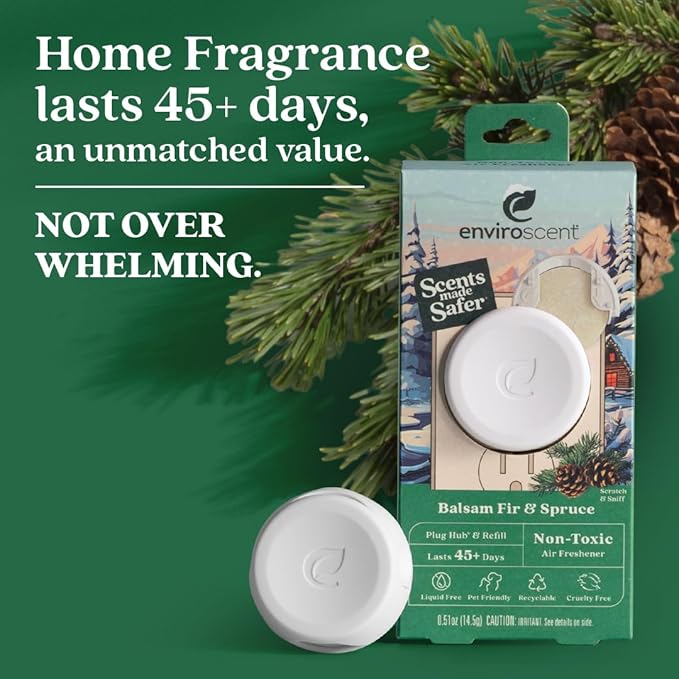 Enviroscent Air Freshener for Home (Balsam Fir & Spruce) Essential Oil Diffuser | Air Freshener & Room Freshener | Home Fragrance Last Over 30 Days | 8 Scent Stix Refills
