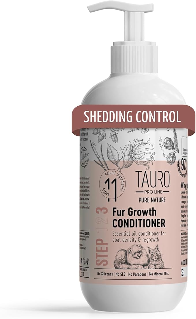 Tauro Pro Line Deshedding Dog Conditioner Detangler, Natural Pet Conditioner for Dogs & Cat Coat Regrowth, Perfect for Poodles & Other Breeds (Fur Growth - 13.5 Fl Oz)