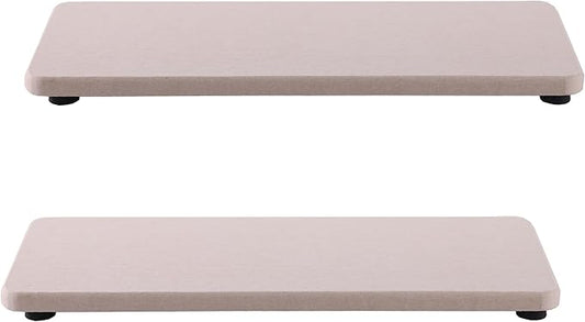 2 Pcs Water Absorbing Stone Trays, Kitchen/Bathroom Sink Soap Dish, Diatomite Tray Used for Hand Soap & Cosmetic Bottles in The Modern Home, 3.15" W x 8.7" L, Light Gray