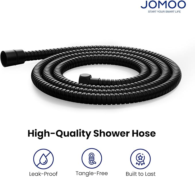 JOMOO Shower Hose, 59 Inch Extra Long Flexible Stainless Steel Handheld Showerhead Hose Extension, Flexible and Durable Replacement Hose with Brass Insert and Nut, Matte Black