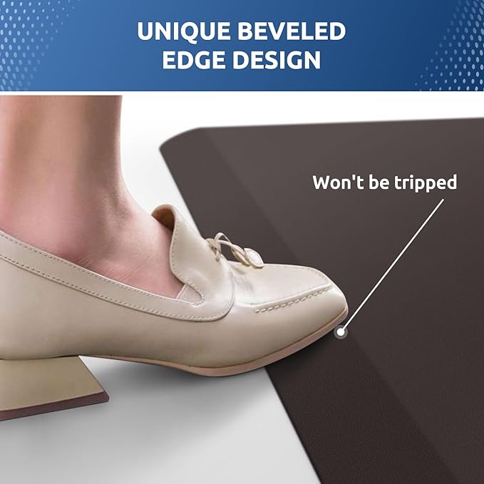 KitchenClouds Kitchen Mat Cushioned Anti Fatigue Rug 20"x32" Waterproof, Non Slip, Standing and Comfort Desk/Floor Mats for House Sink Office (Chocolate)