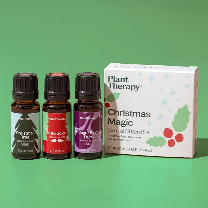 Plant Therapy Christmas Magic Holiday Essential Oil Blend 3 Set, Trio of Exclusive Holiday Scents, Bring Festive Cheer to Every Room, Joyful & Uplifting