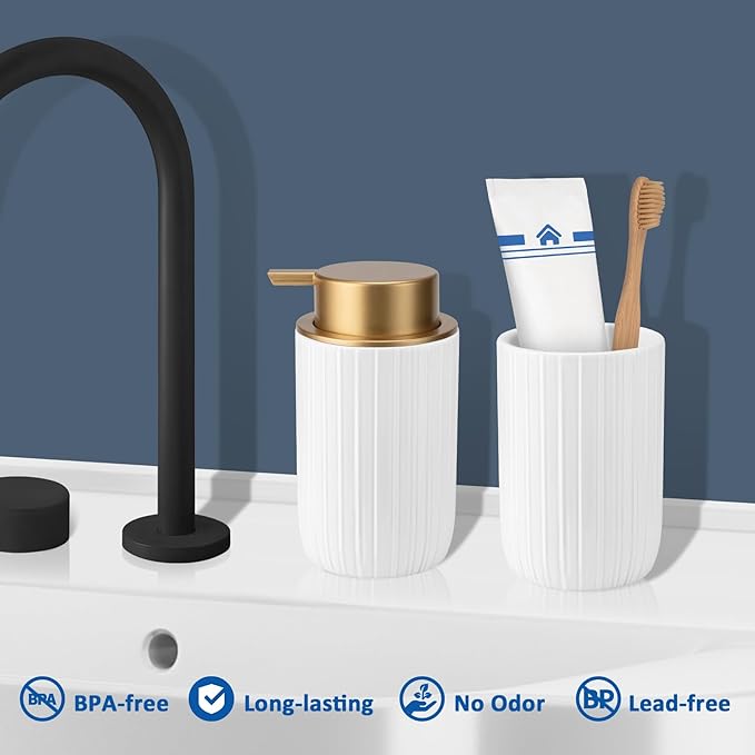 Soap Foaming Dispenser Ceramic with Easy-to-Press Pump Hand Foam Dispenser for Shampoo Bathroom Countertop 13.5 oz