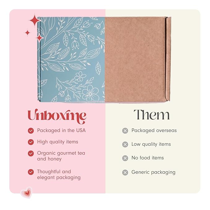 Unboxme Comforting Care Package for Women - Organic Self-Care Get Well Soon Gift Basket with Fluffy Socks, Lemon Ginger Tea Set, Sea Salt, Scented Candle - Ideal Post-Surgery & Feel Better Basket